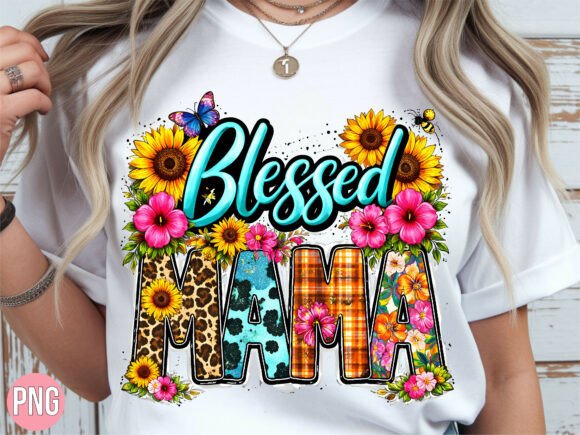 Blessed Mama Sunflower Floral Christian