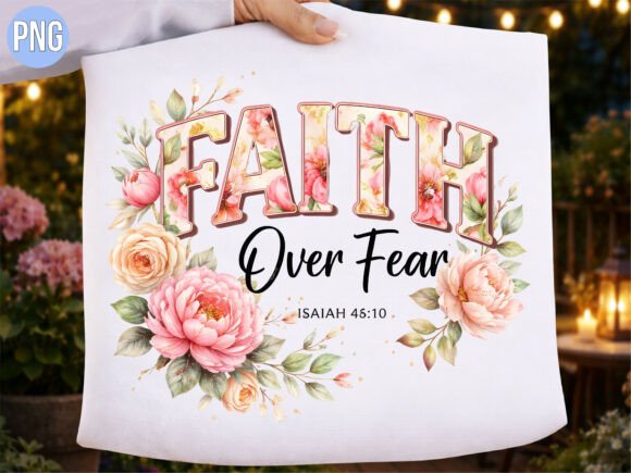 Christian Faith over Fear Floral PNG T-Shirt Designs