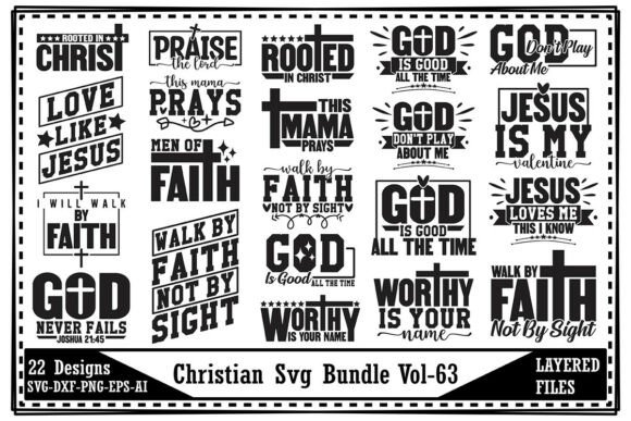 Christian SVG Bundle Vol-63: T-Shirt Designs
