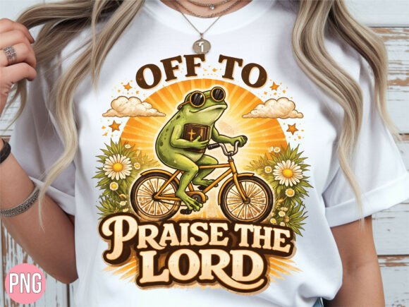 Frog on Bicycle Christian Shirt PNG T-Shirt Designs