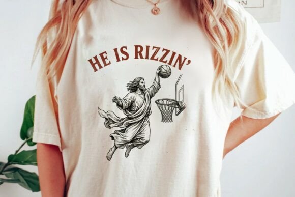 He is Rizzin Jesus Dunk Png for T-Shirt Designs