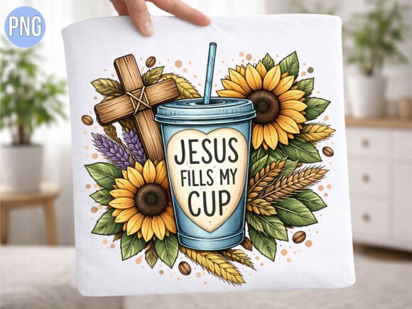 Jesus Fills My Cup Sunflower PNG
