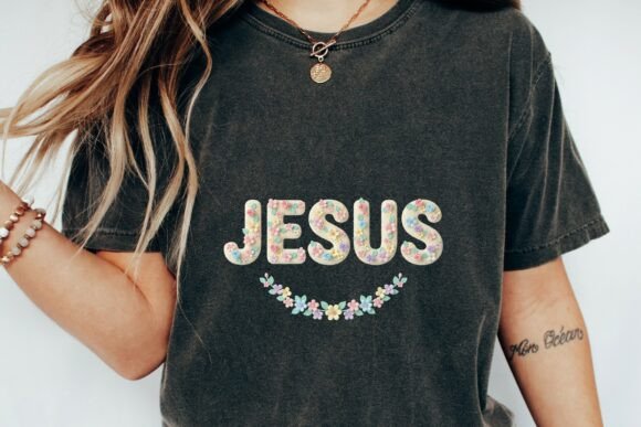 Jesus Pastel Floral Scripture Png for T-Shirt Designs