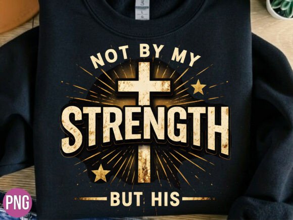 Not by My Strength but His Christian PNG T-Shirt Designs