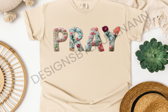 Pray Patchwork Bright Christian Graphic for T-Shirt Designs