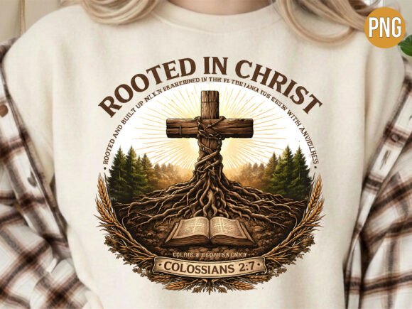 Rooted Christ Bible Verse PNG for T-Shirt Designs